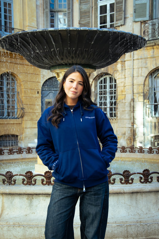 Veste zippée Bleu Marine – Coton Clair