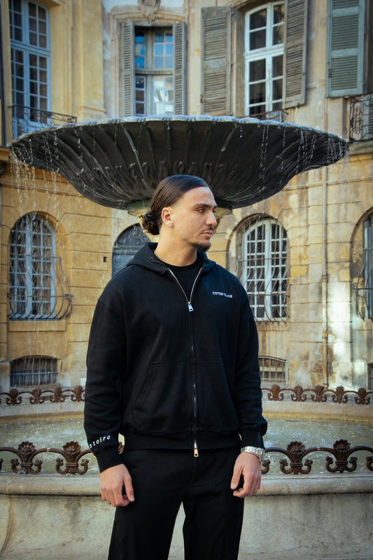 Veste zippée Noire – Coton Clair