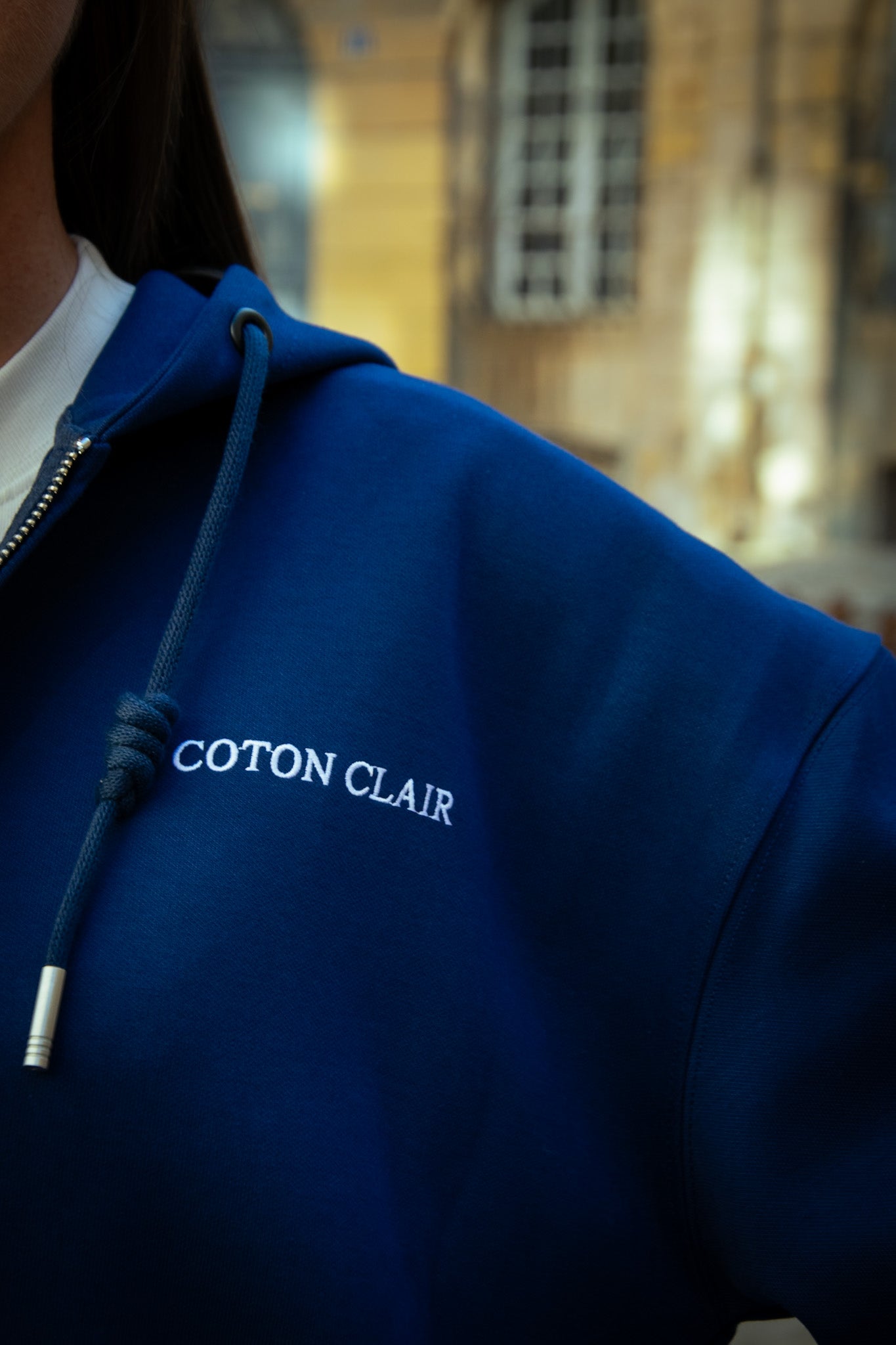 Veste zippée Bleu Marine – Coton Clair